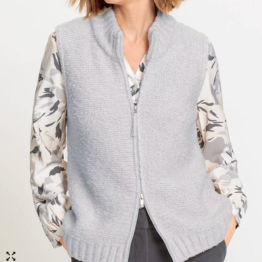 NWT Olsen Wool Blend Gilet Knitted Henny Zip Up Vest Size M 10